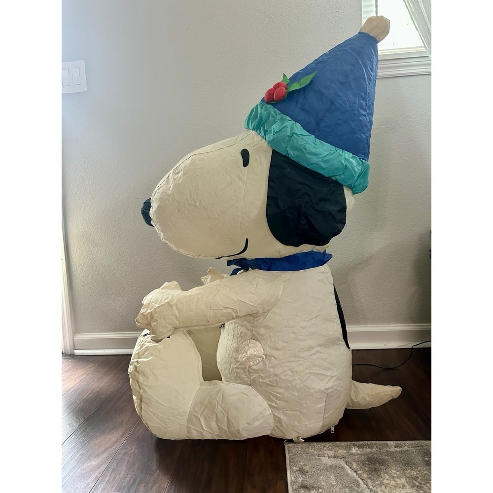 Rare Gemmy 3 Ft Snoopy Peanuts Airblown Inflatable W/ Blue Scarf & Hat Christmas - Picture 13 of 16
